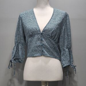 Mint Vanilla Women's Floral Print Crop Top Blouse Sizes 12